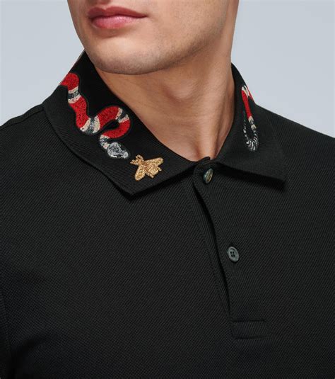 gucci black collar shirt|gucci shirt with snake.